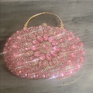 Pink Jeweled Evening Clutch Bag- brand new never used